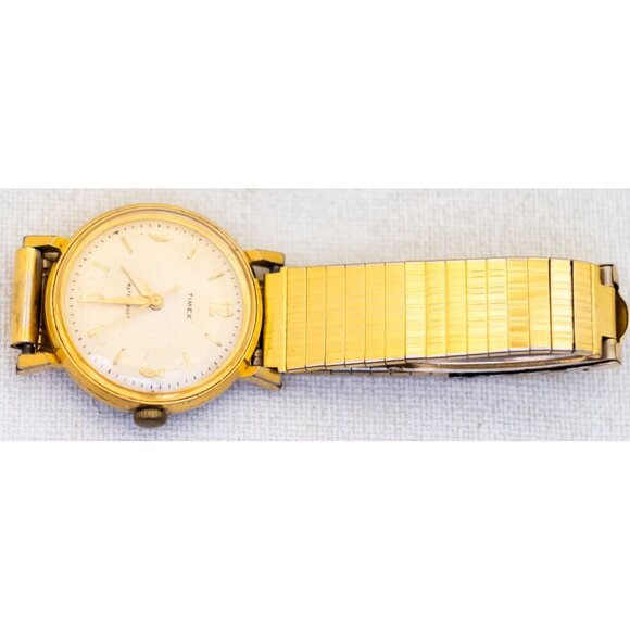 7 inch, Vintage Simplistic Round Gold Tone Watch by Timex - T25 - Picture 2 of 3